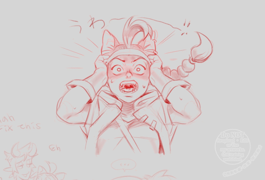 ahoge, animal_ear_piercing, animal_ears, braid, braided_ponytail, cat_ears, cat_girl, drawga