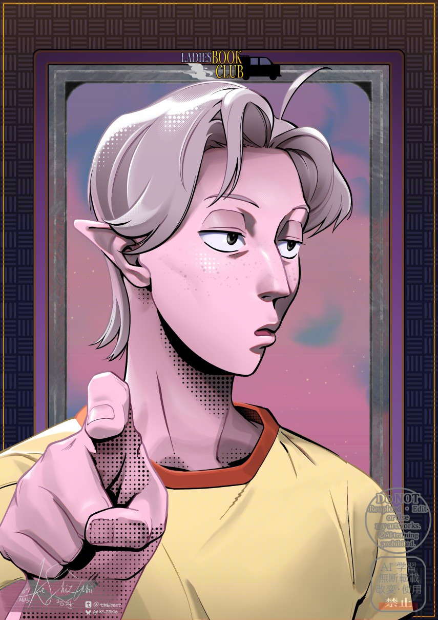 1girl, ahoge, aquiline_nose, cheekbones, colored_skin, drawga, eladrin, elf