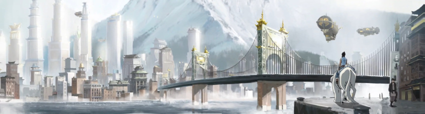 avatar_legends, bridge, building, cityscape, dog, highres, korra, long_image