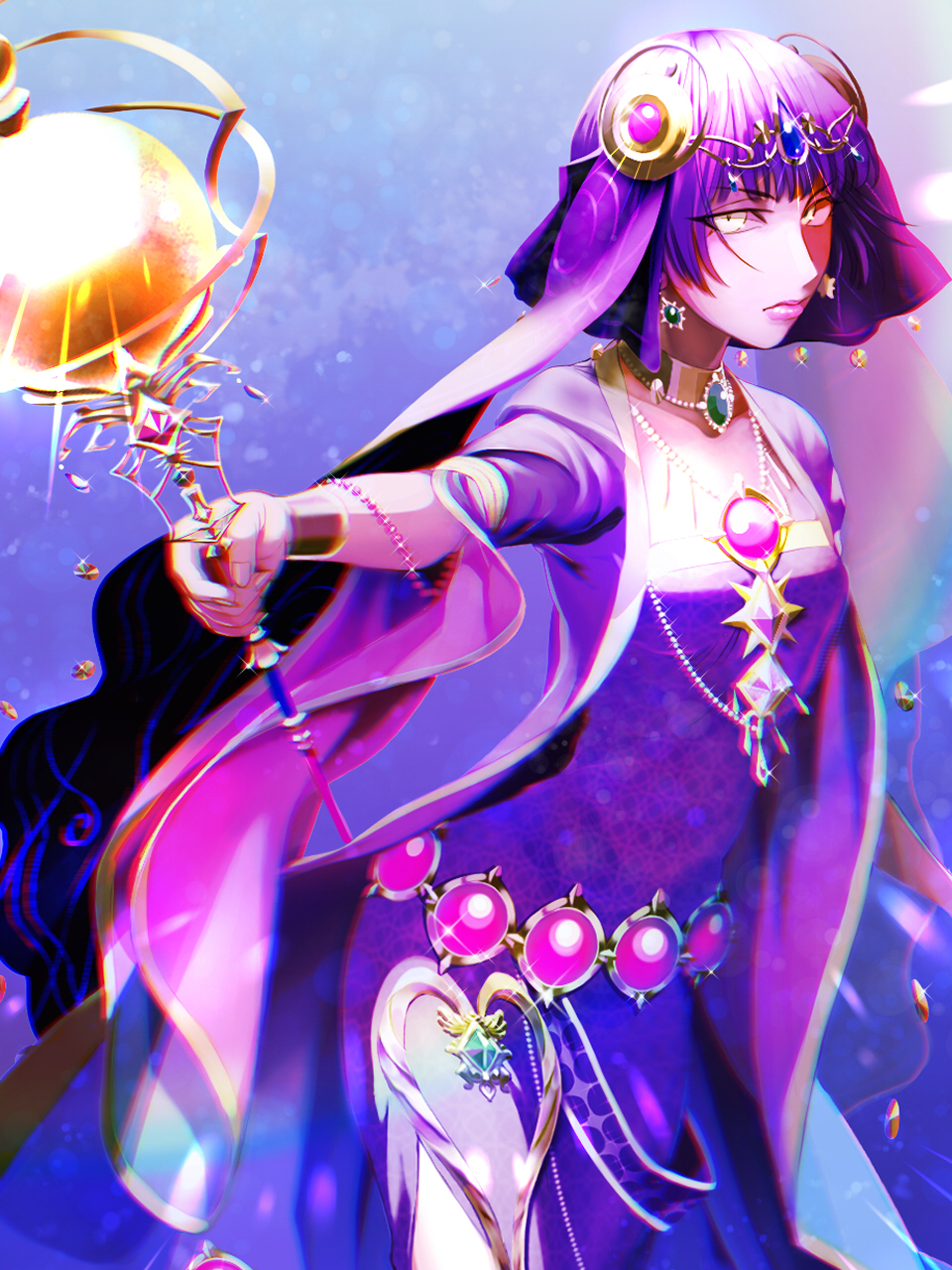 1girl, arabian_clothes, artist_request, bad_id, bad_pixiv_id, breasts, chaos_badour_(grimms_notes), closed_mouth