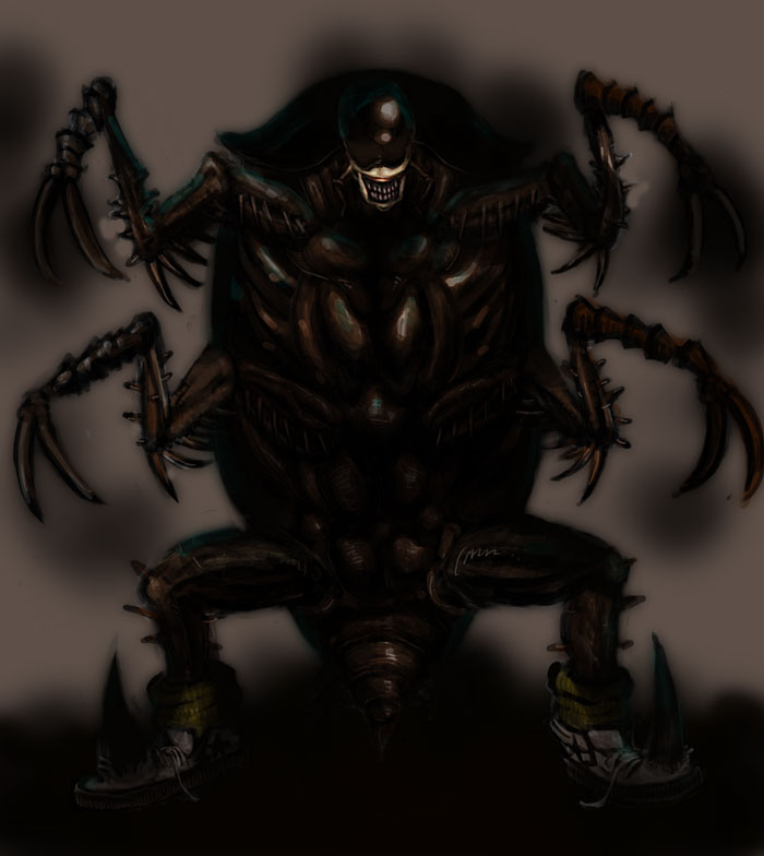 bad_id, cockroach, dorohedoro, insect, johnson_(dorohedoro), monster, no_humans, shoes