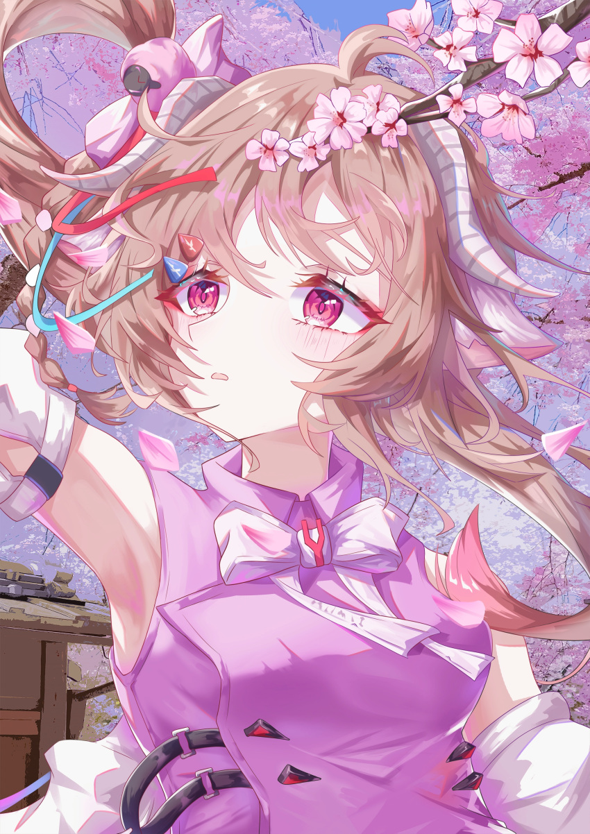 1girl, absurdres, ahoge, animal_ears, ardelia_(arknights), arknights, arknights:_endfield, arm_up