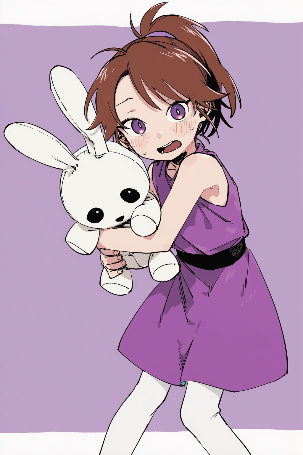1girl, ai-assisted, brown_hair, bunny_(ppg), child, colokhan, commentary, cowboy_shot