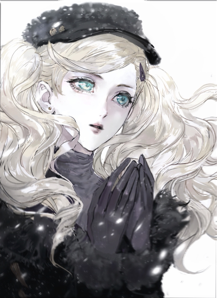 1girl, absurdres, alternate_costume, bai_yu_tang, black_coat, black_hat, blonde_hair, blue_eyes