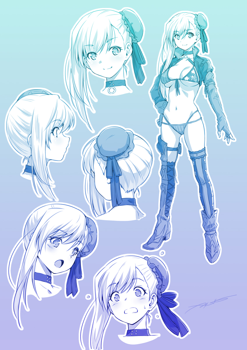 1girl, amamiya_elena, american_flag, american_flag_bikini, american_flag_print, artist_name, asymmetrical_hair, bikini