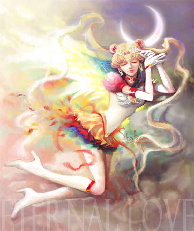 bishoujo_senshi_sailor_moon, blonde_hair, boots, female, high_heels, long_hair, magical_girl, mahou_shoujo, moon, sailor_moon_(character), solo, thigh-highs, twintails