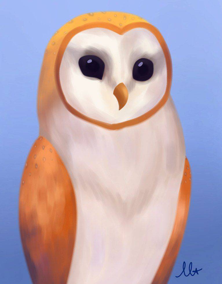 2023, 2d, animal, animal_focus, barn_owl, basya321, blue_background, digital_media