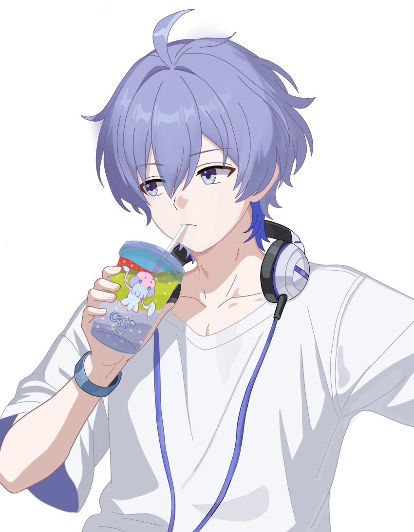 1boy, absurdres, ahoge, blue_eyes, blue_hair, bracelet, chaos_zero_nightmare, collarbone