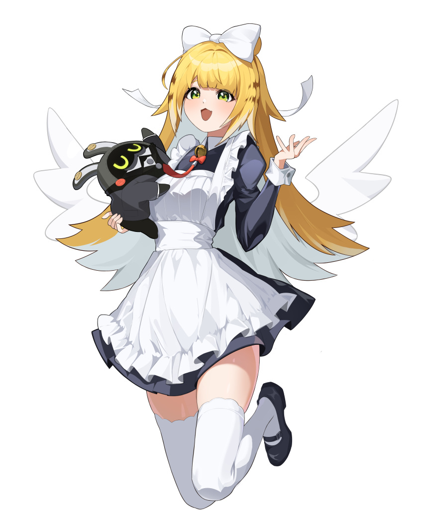 1girl, absurdres, alternate_costume, animal_ear_fluff, animal_ears, apron, bangboo_(zenless_zone_zero), bell