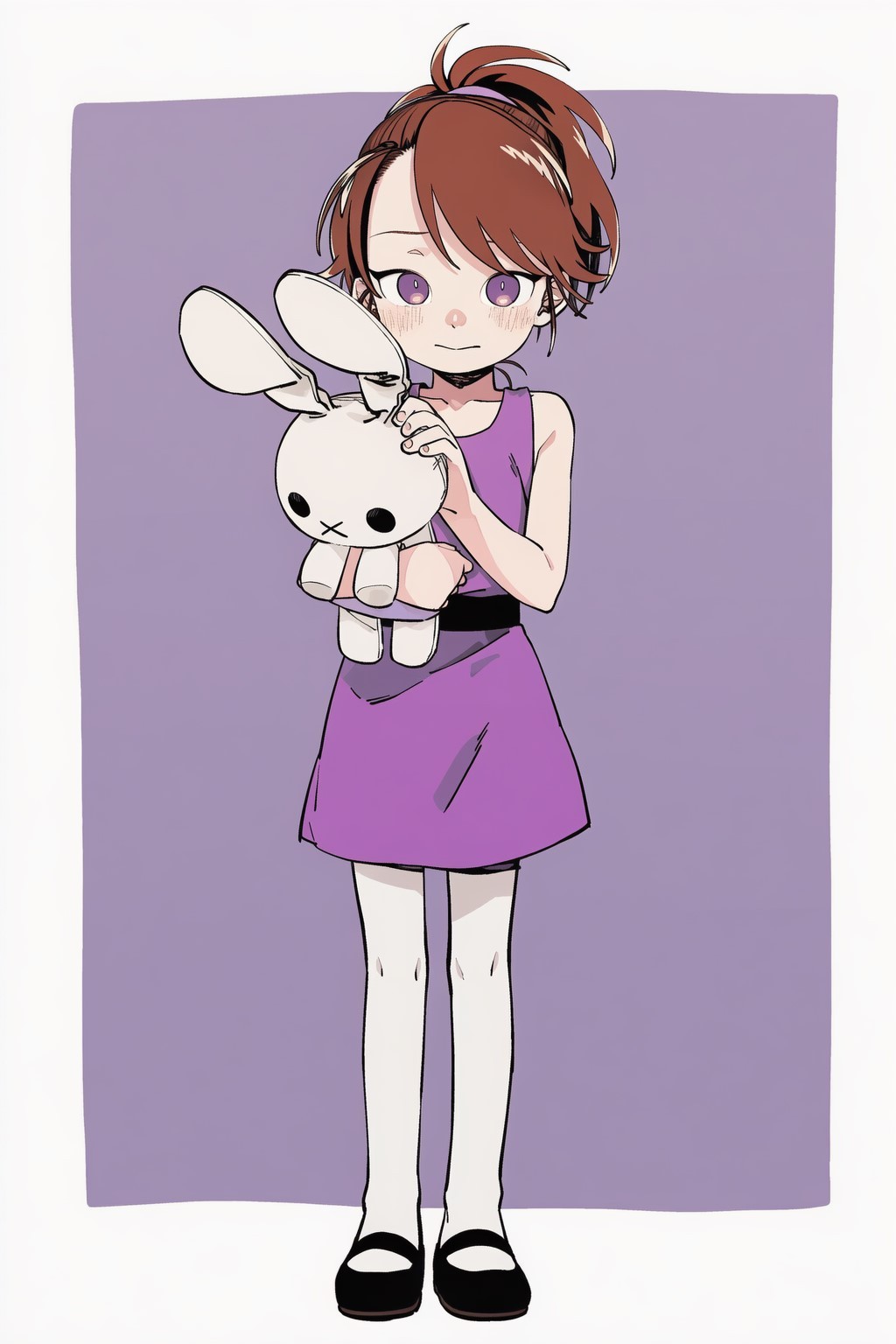 1girl, ai-assisted, black_shoes, brown_hair, bunny_(ppg), child, colokhan, commentary