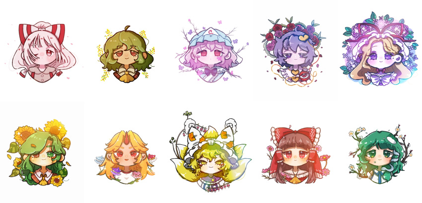 6+girls, :3, animal_hat, ascot, black_hairband, blonde_hair, blue_flower, blue_hat