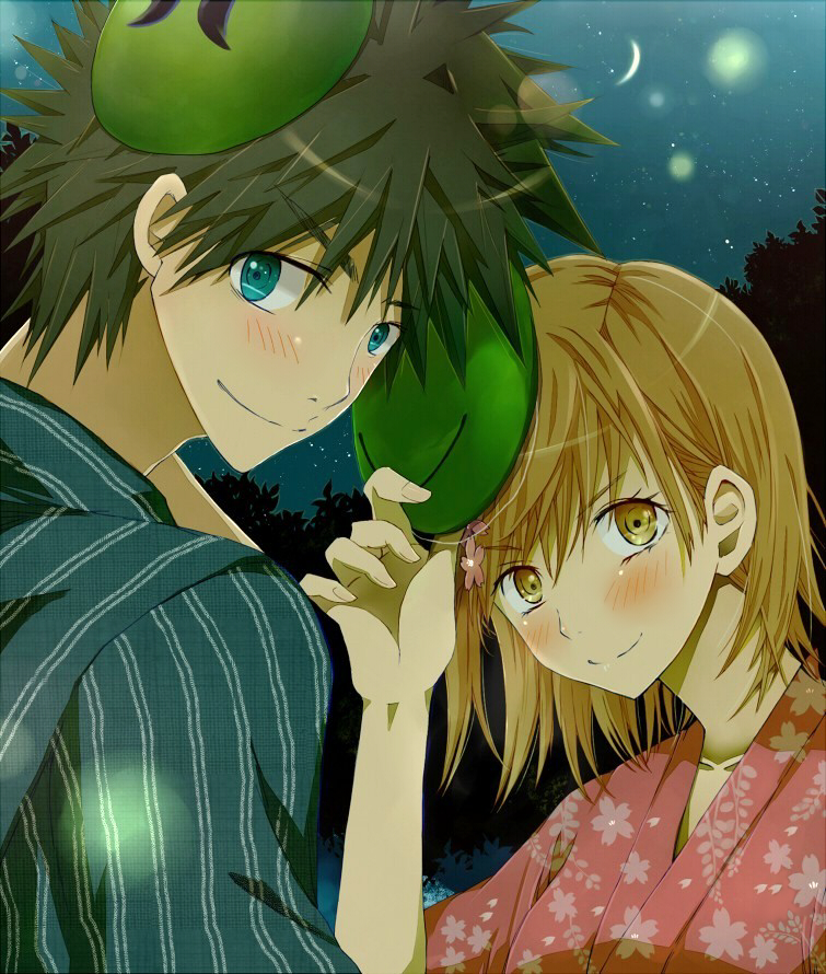 blue_eyes, brown_eyes, brown_hair, gekota, hair_ornament, hairpin, japanese_clothes, kamijou_touma