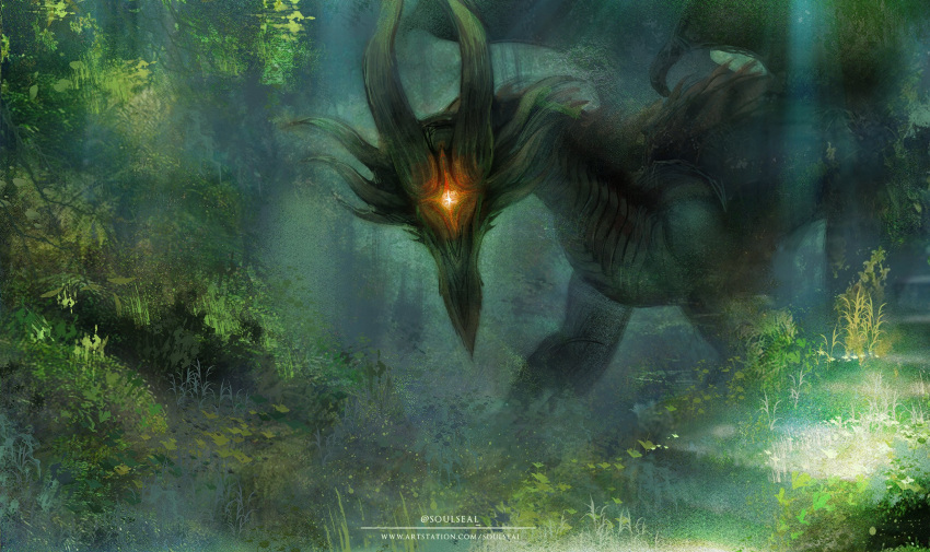 artist_name, artstation_username, black_dragon, black_dragon_kalameet, commentary, creature, creature_focus, dark_souls_(series)