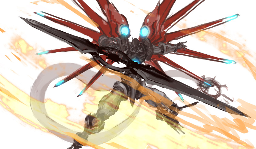absurdres, digimon, digimon_(creature), double_blade, dragon, full_body, highres, holding
