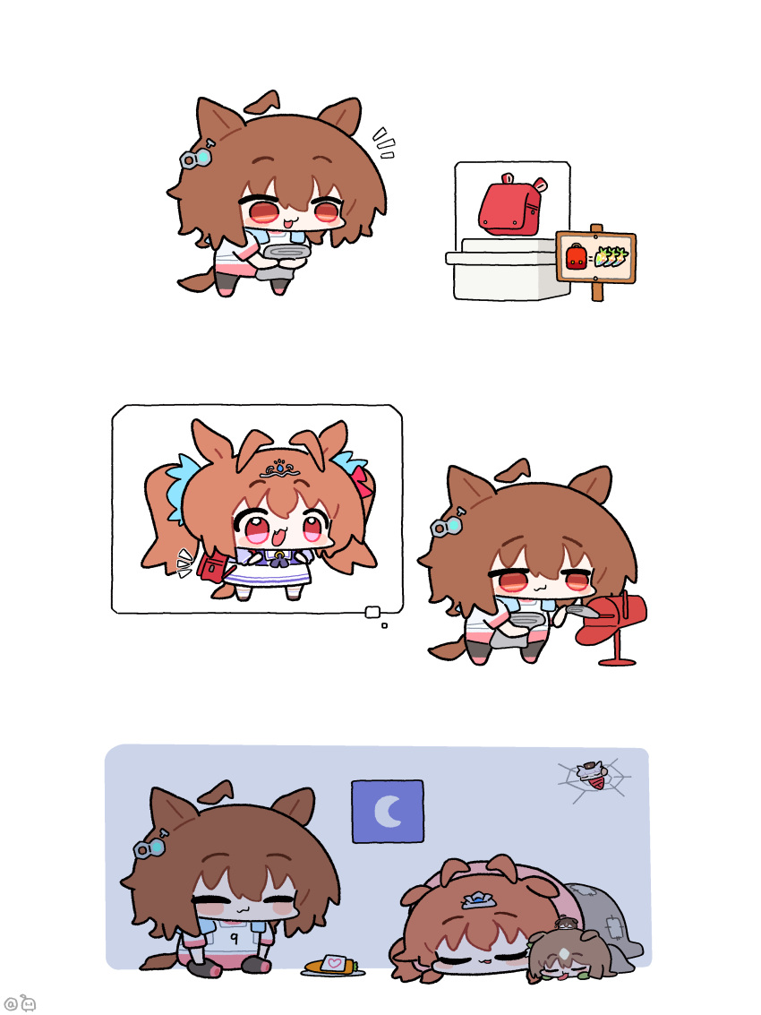 5girls, :3, absurdres, agnes_tachyon_(umamusume), ahoge, animal_ears, brown_hair, bug