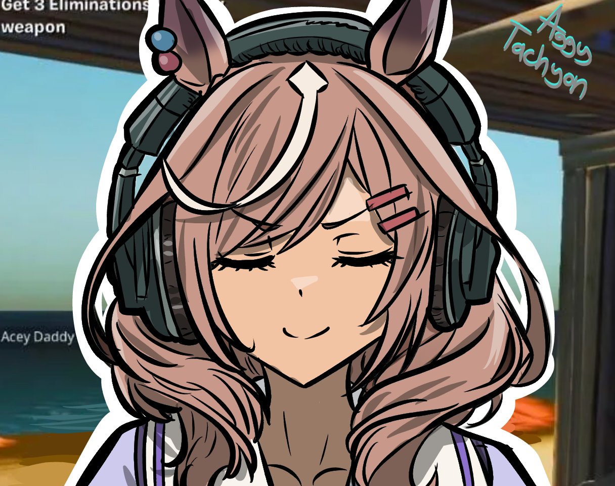 1girl, aggytachyon, animal_ears, artist_name, brown_hair, closed_eyes, closed_mouth, collarbone