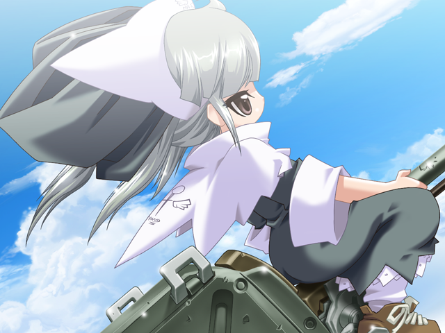 1girl, 2000s_(style), blunt_bangs, broom, broom_riding, brown_shoes, capelet, child