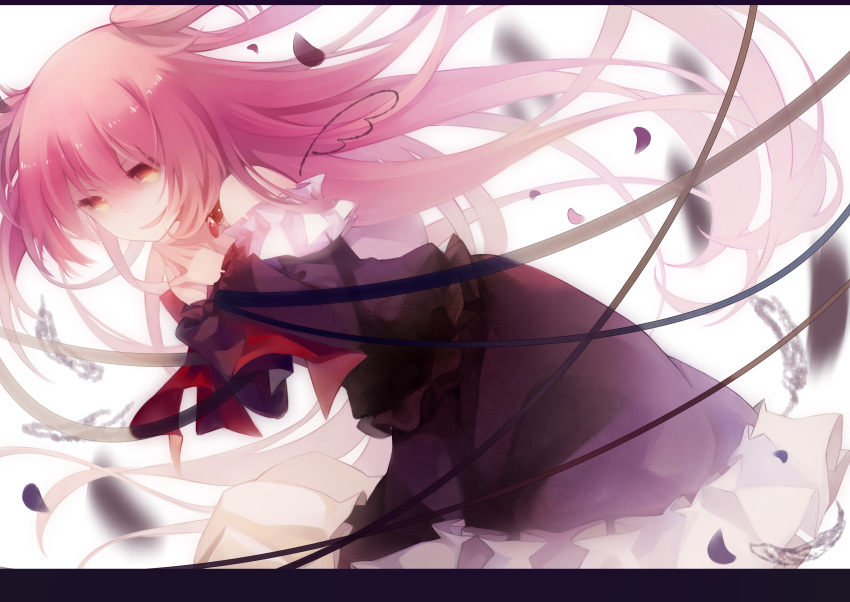 absurdres, alternate_costume, bare_shoulders, black_dress, choker, dark_persona, dress, goddess_madoka
