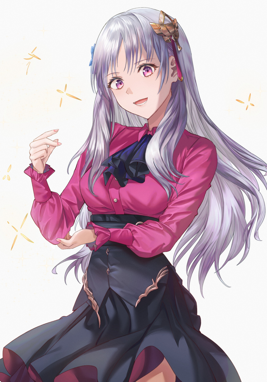 1girl, ascot, belt, black_skirt, commentary, english_commentary, fate/strange_fake, fate_(series)