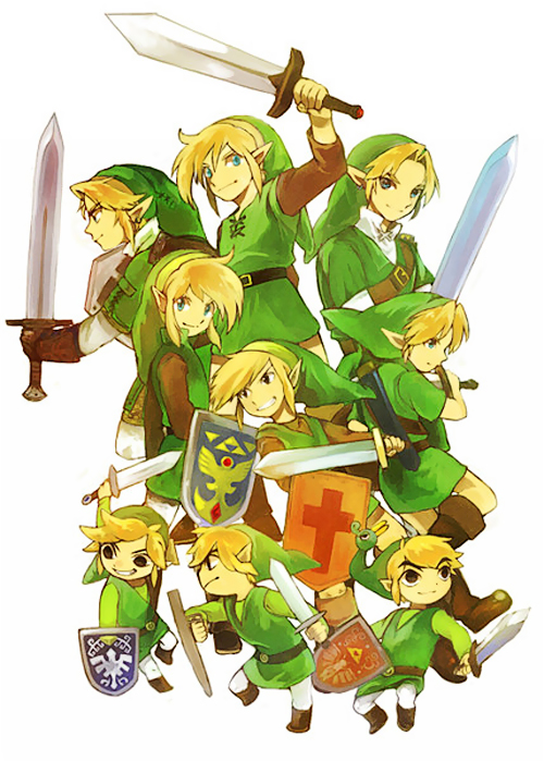 black_eyes, blonde_hair, blue_eyes, ezlo, grin, hat, link, male