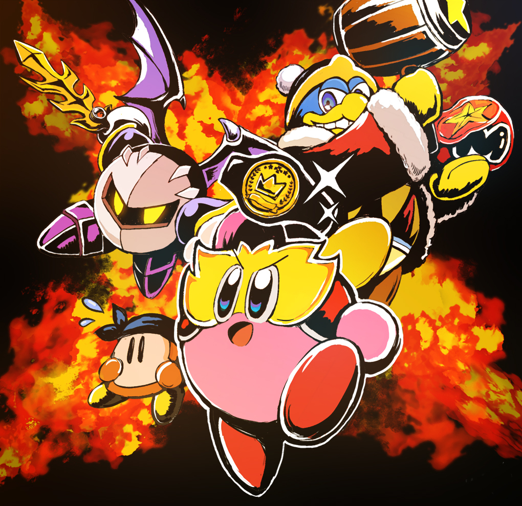 bandana, bandana_waddle_dee, bat_wings, belt, blue_bandana, blue_eyes, championship_belt, colored_skin