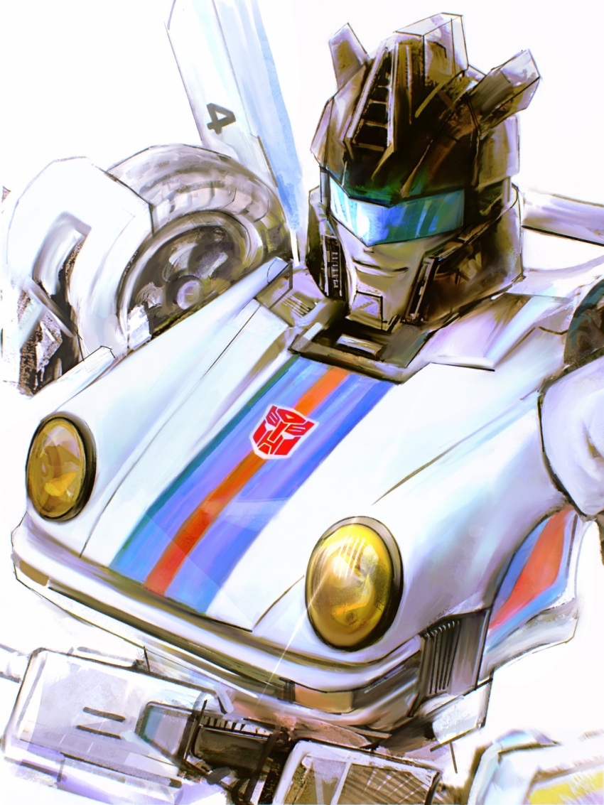 assault_visor, autobot, black_helmet, helmet, highres, humanoid_robot, insignia, jazz_(transformers)