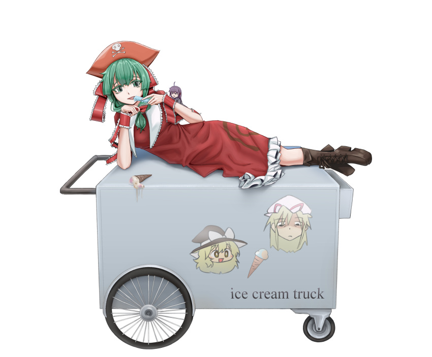 2girls, absurdres, boots, brown_boots, chibi, commission, commissioner_upload, cookie_(touhou)