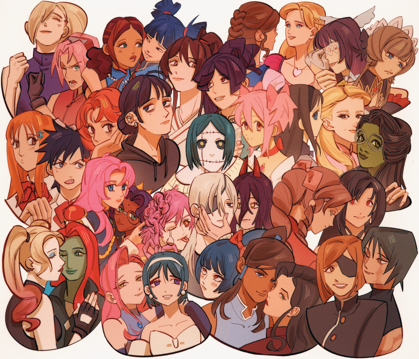 6+girls, absurdres, aerith_gainsborough, aisha_(winx_club), akemi_homura, akemi_homura_(magical_girl), alexa_(barbie_and_the_diamond_castle), alien_stage