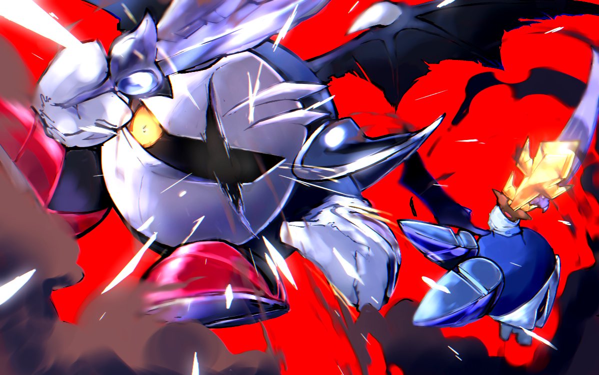armor, bat_wings, battle, commentary_request, dark_meta_knight, doran_(azuhoon157), galaxia_(sword), gloves