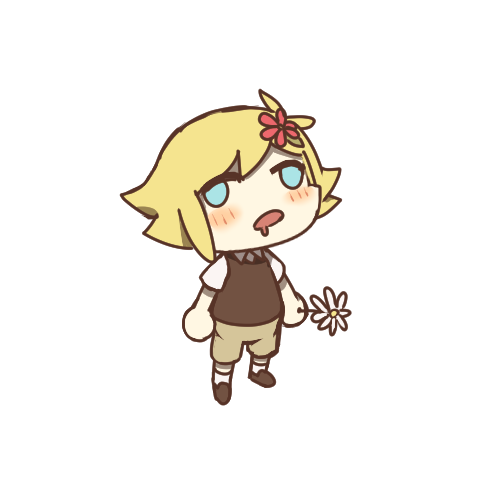 1boy, alternate_color, antenna_hair, basil_(faraway)_(omori), basil_(omori), black_shoes, black_sweater_vest, blonde_hair