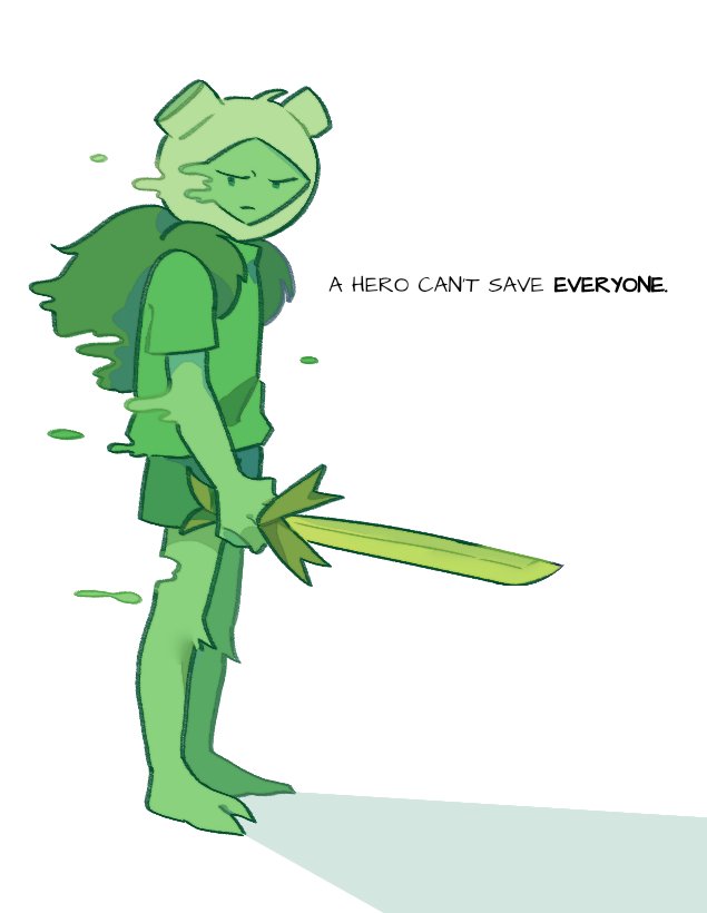 1boy, adventure_time, backpack, bag, blueskyuup, fern_(adventure_time), grass_sword_(adventure_time), green_shirt, holding, holding_sword, holding_weapon, monster_boy, plant, plant_boy, shirt, sword, weapon