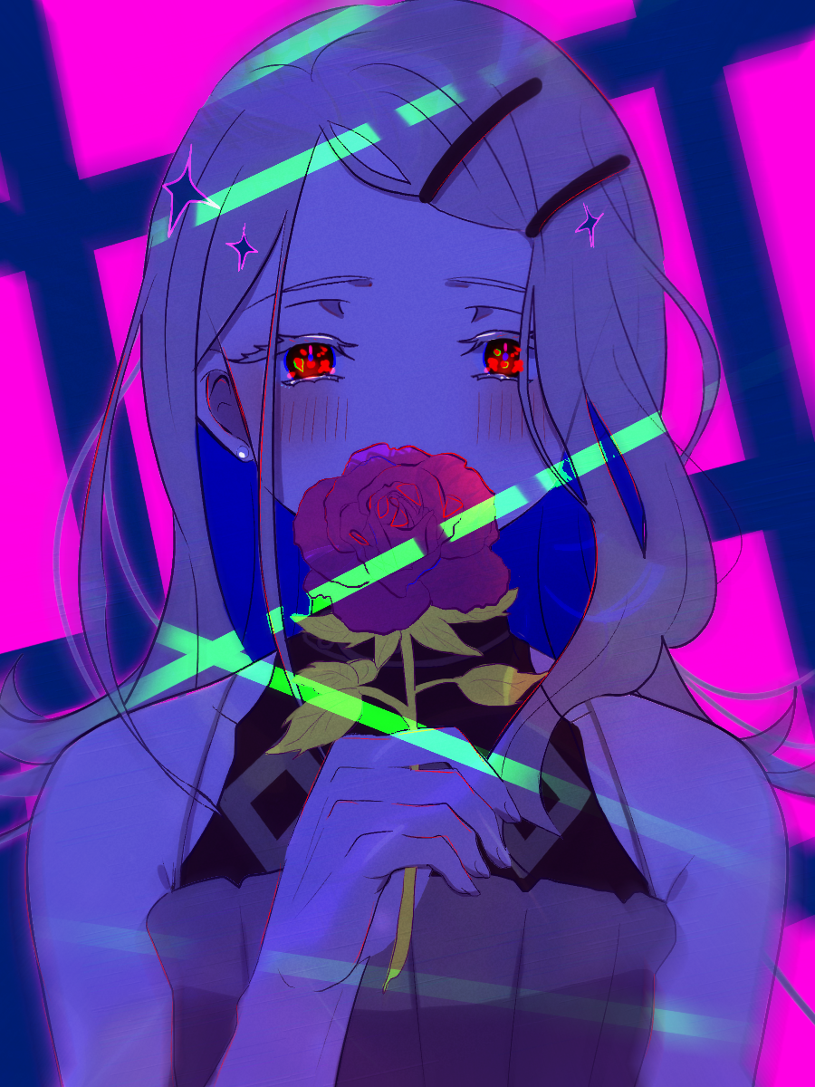 1girl, black_shirt, blush, commentary, covering_own_mouth, earrings, emika44kiyo, endless_dance_(idolmaster)