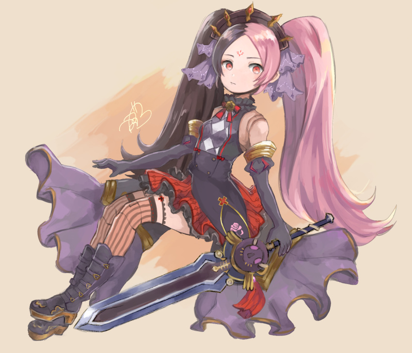 1girl, bad_id, bad_tumblr_id, bare_shoulders, black_boots, black_gloves, boots, breasts