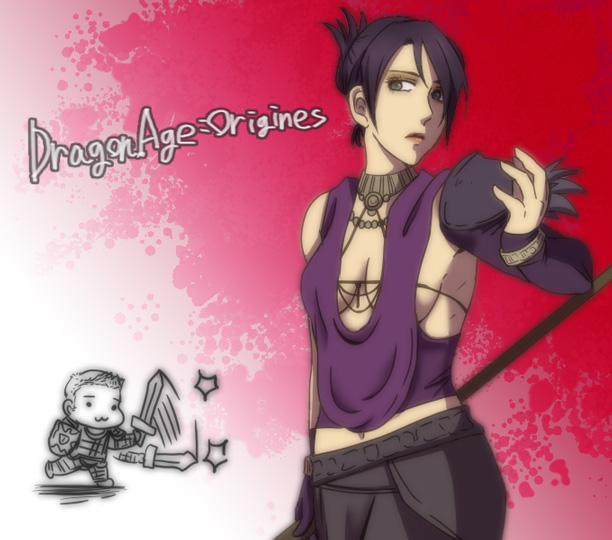 black_hair, bracelet, breasts, chibi, dragon_age, dragon_age:_origins, gloves, jewelry
