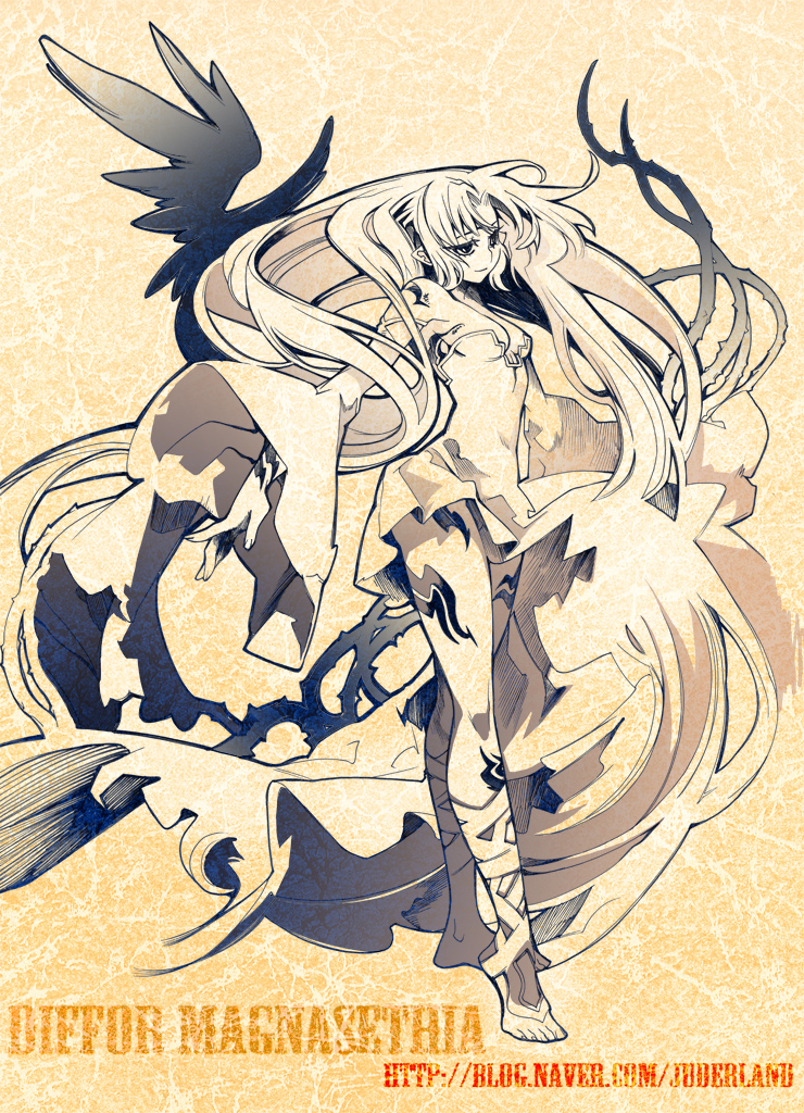 breasts, cavalier_of_the_abyss, diffor_magnasethia, immortal_regis, juder, long_hair, pointy_ears, tattoo, thorns, very_long_hair, wings
