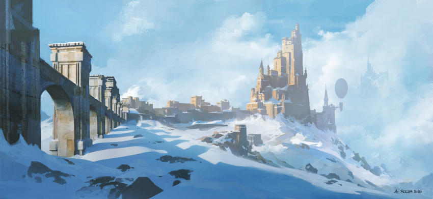 andreas_rocha, artist_name, blue_sky, bridge, building, castle, commentary, dated