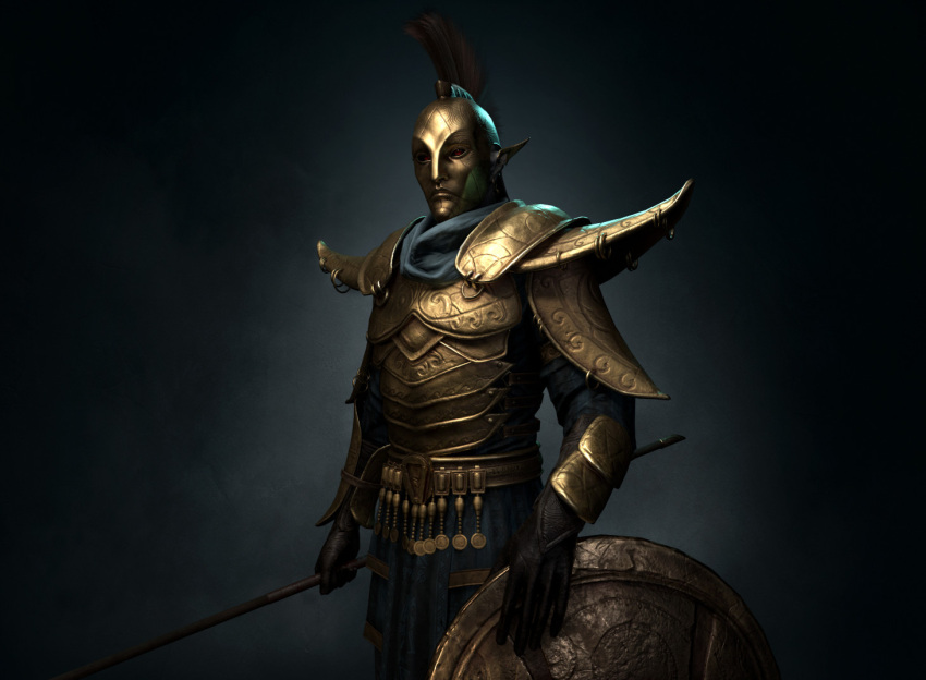 1boy, 3d, armor, black_background, blue_pants, blue_scarf, commentary, cowboy_shot