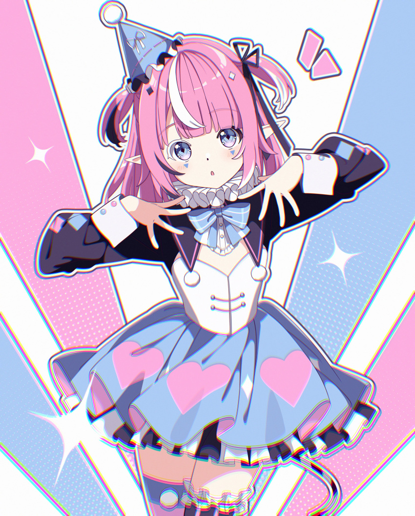 1girl, absurdres, black_bow, blue_skirt, bow, camila_(cami_3.0)_(vtuber), camila_(vtuber), colored_eyelashes