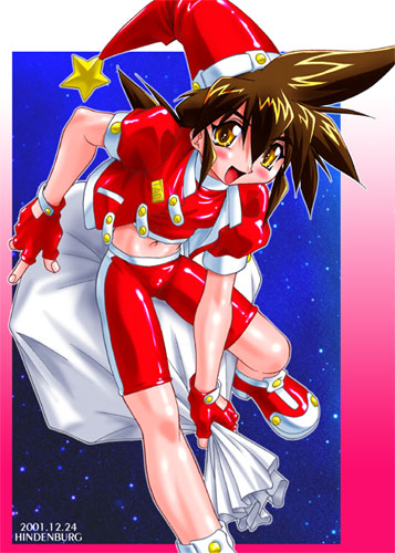 1boy, 2000s_(style), :d, ahoge, arm_between_legs, artist_name, blush, border