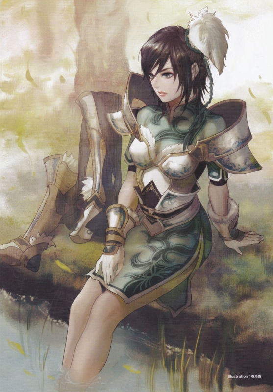 armor, armored, boots, brown_hair, dynasty_warriors, gloves, koei, official_art