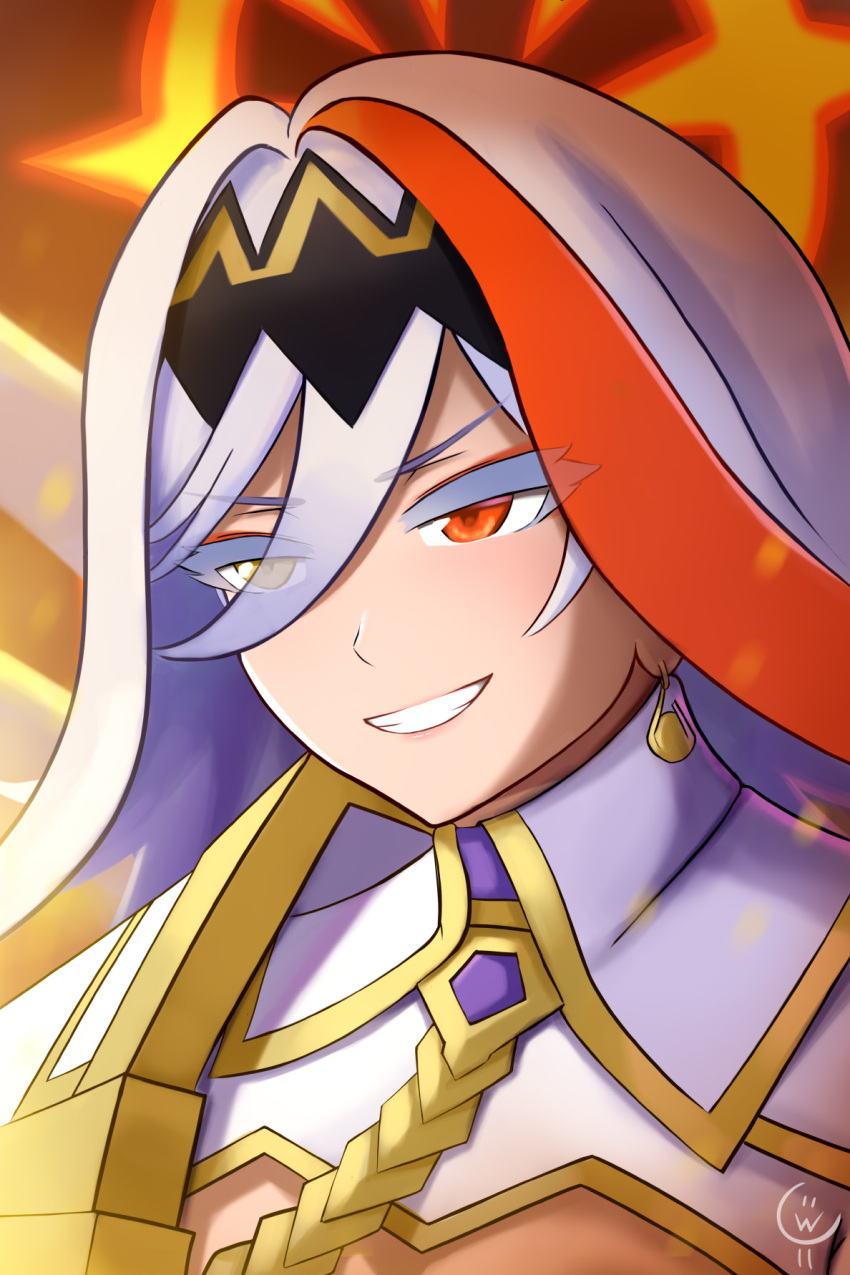 1girl, baldr_(fire_emblem_heroes), black_background, black_hairband, ciderwrath, commentary, earrings, english_commentary