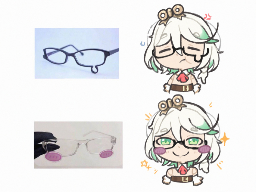 1girl, anger_vein, blush_stickers, cecilia_immergreen, commentary, doll_joints, finnjr637, green_eyes