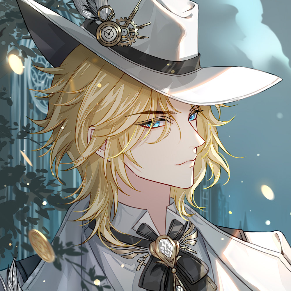 1boy, anzhazha_de_yidong_chengbao, black_ribbon, blonde_hair, blue_eyes, brooch, building, chinese_commentary