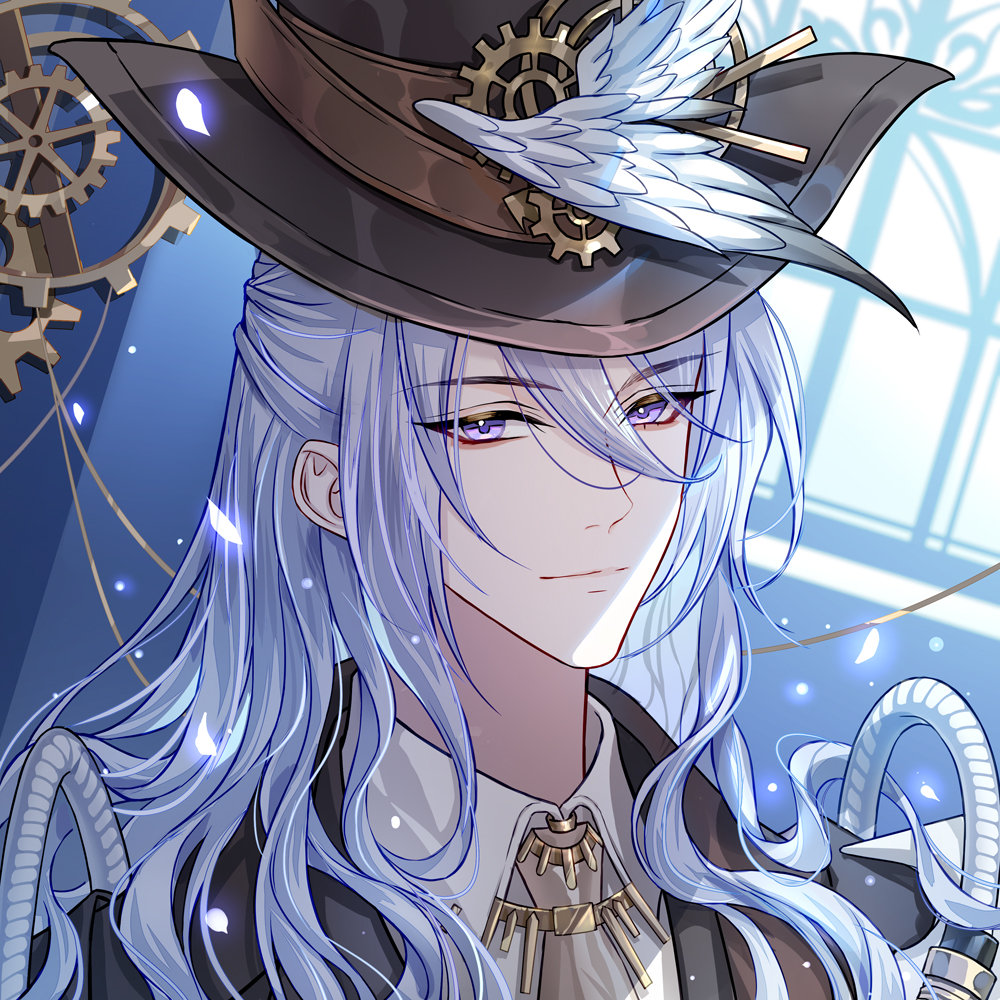 1boy, anzhazha_de_yidong_chengbao, black_jacket, blue_background, brooch, cael_anselm, cael_anselm_(mist_city), chinese_commentary