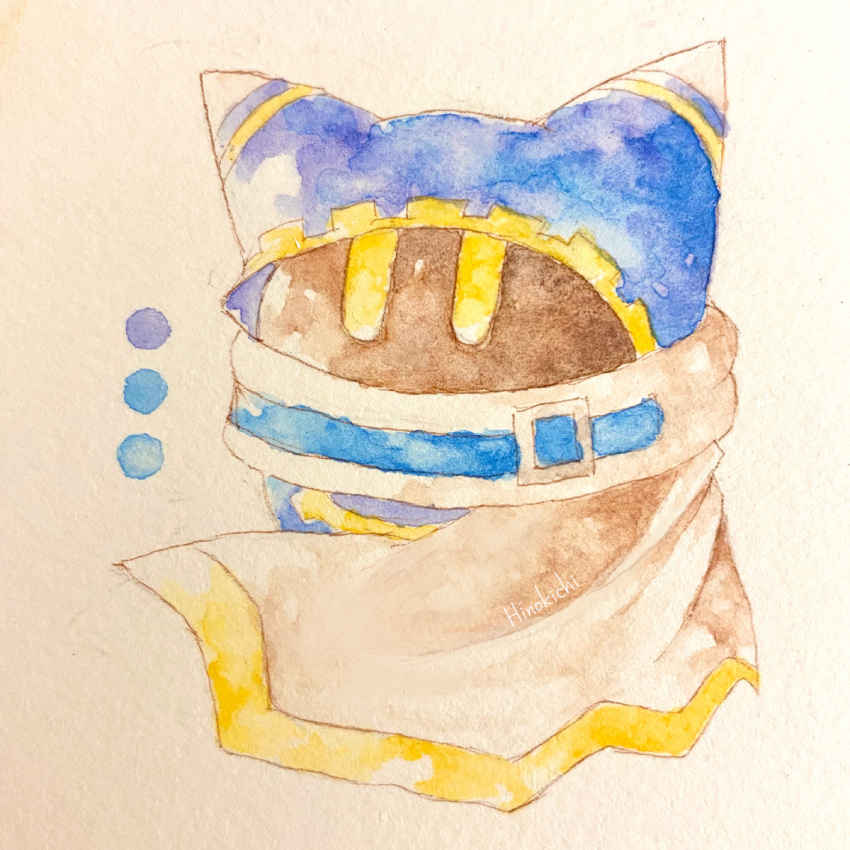 1boy, blue_hat, cape, color_guide, commentary_request, full_body, hat, highres