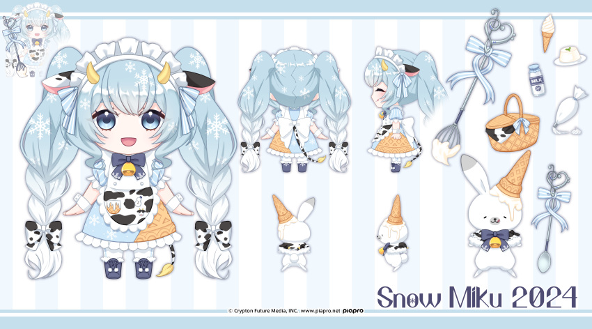 1girl, :d, absurdres, an777an, animal_ears, animal_print, apron, basket