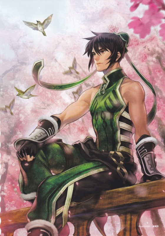 armor, bird, boots, cherry_blossoms, dynasty_warriors, flower, gloves, guan_suo