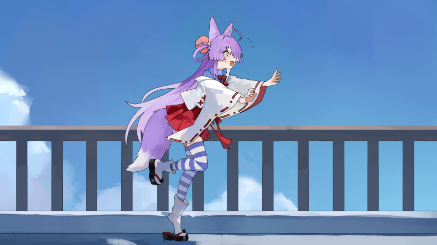 1girl, absurdres, ahoge, blue_eyes, blue_shirt, collared_shirt, commentary_request, cone_hair_bun