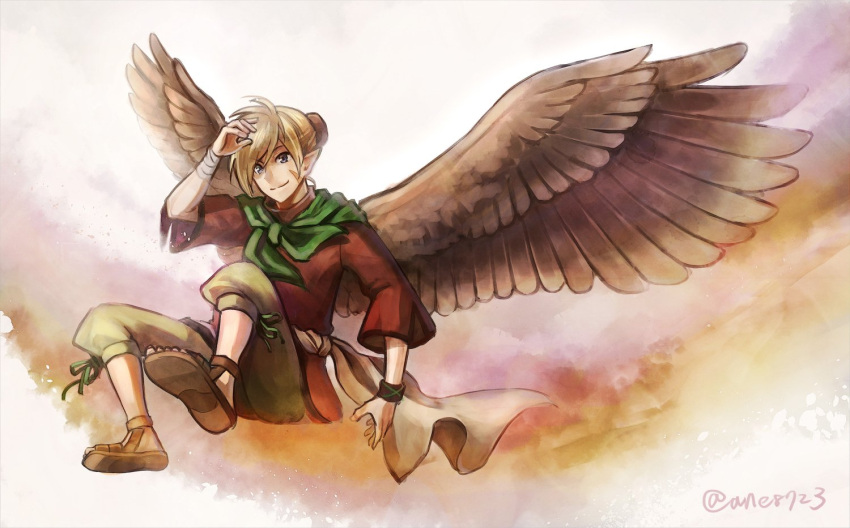1boy, ane-suisei, brown_hair, closed_mouth, commentary_request, feathered_wings, fire_emblem, fire_emblem:_path_of_radiance