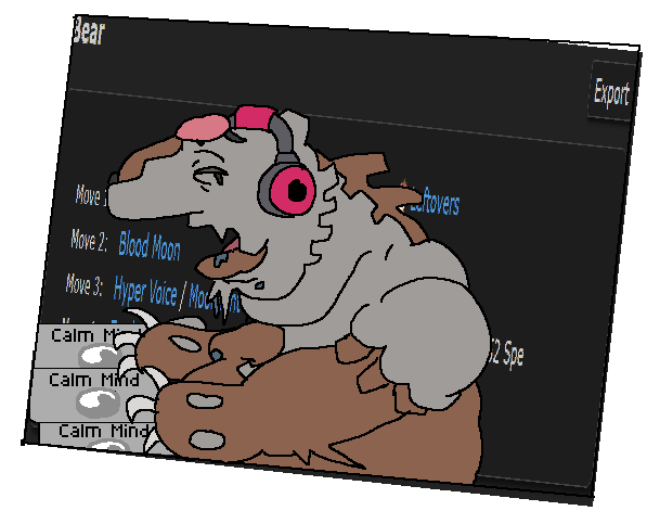 bloodmoon_ursaluna, calm_mind_(pokemon), headphones, non-web_source, photo-referenced, pokemon, pokemon_(creature), pokemon_move